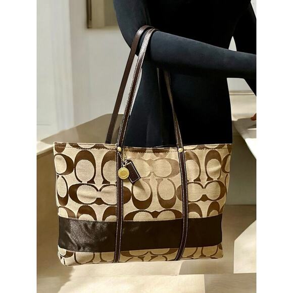 Y2K Coach 11099 Legacy Signature Stripe Large Tote & 40028 Signature Wristlet - Picture 9 of 16